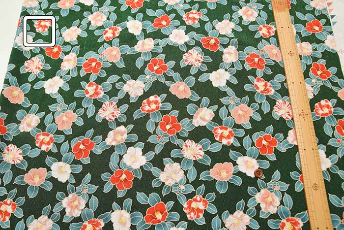 Polyester Nikoshi Chirimen Printed Fabric - Miyako Tsubaki - Image 3