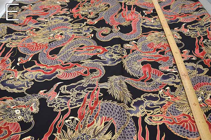 Cotton Dobby Lamé Printed Fabric - Large Dragon - Image 4
