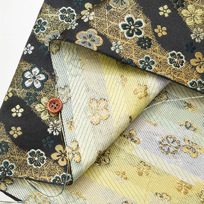 Gold Brocade (Kinran)  Fabric - Plum Pattern - Image 4