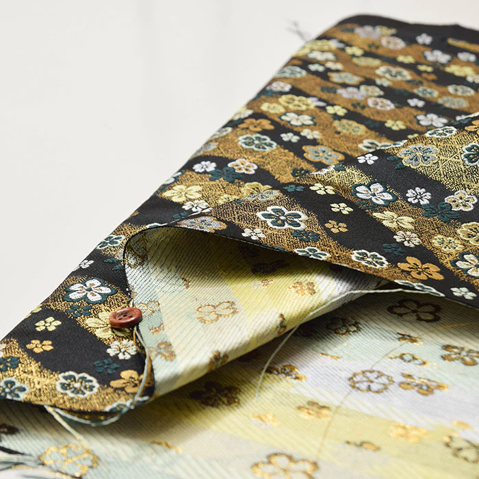 Gold Brocade (Kinran)  Fabric - Plum Pattern - Image 5