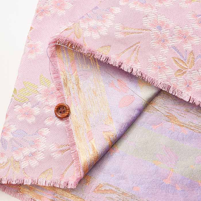 Gold Brocade (Kinran)  Fabric - Cherry Blossom - Image 4